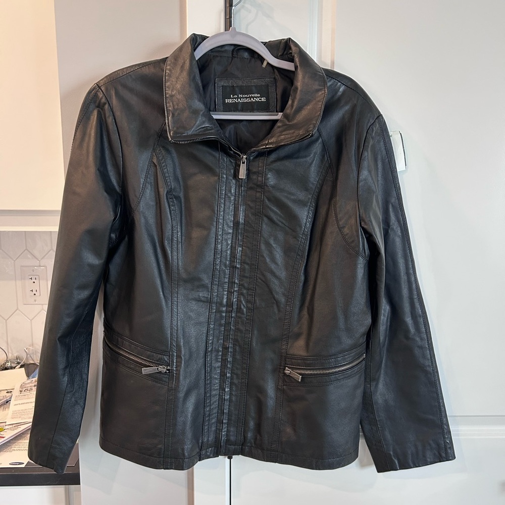 La Nouvelle Renaissance Black Leather Jacket Timeless Moto Chic Edgy Casual